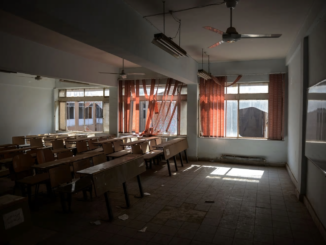 A classroom at the University of Mosul after the city’s liberation in June. Islamic State occupiers tried to use labs to build weapons. (Mohamed El-Shahed/AFP/Getty Images)